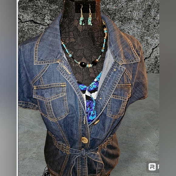 4 piece set, Lane Bryant Top and Jacket. Hand made necklace and earrings - Picture 9 of 9